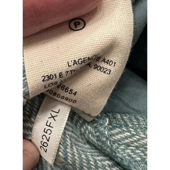 L'AGENCE Women’s Pilar Wide Leg Pant in Green Herringbone Plus Size 18 NWT - Picture 13 of 13